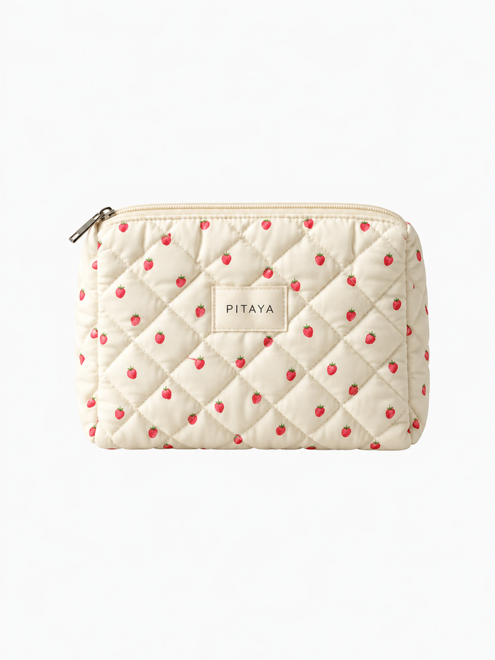 Medium Triangle Makeup Bag - Strawberries