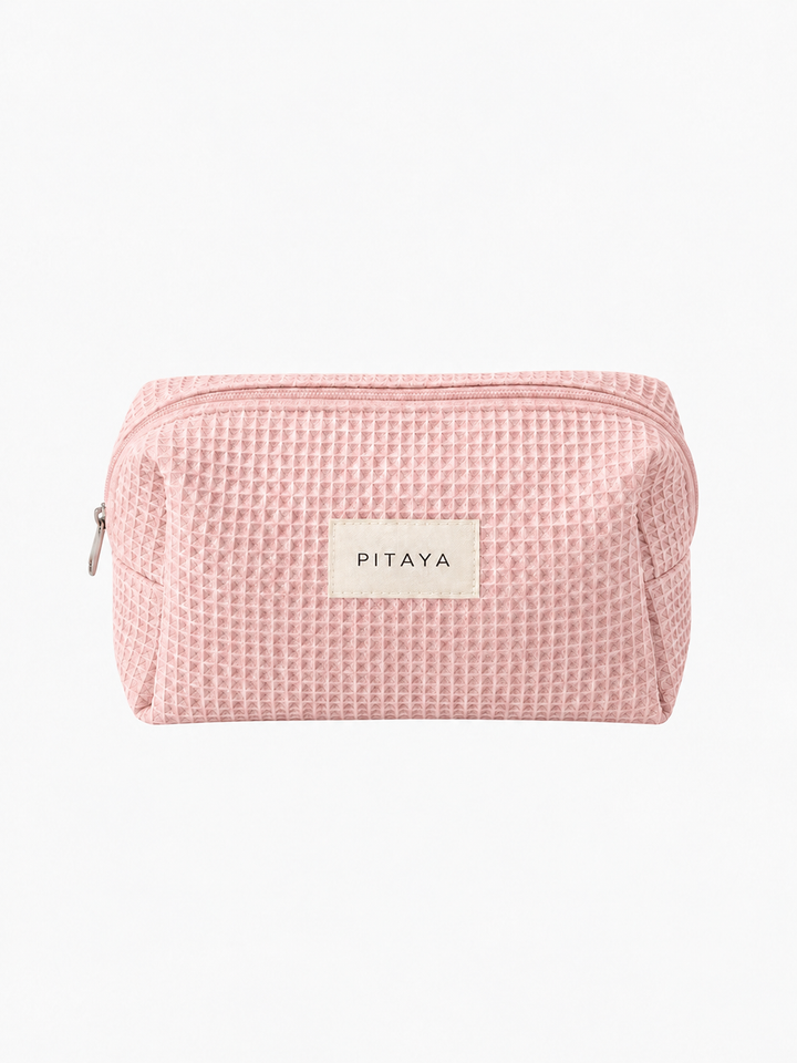 Medium Waffle Makeup Bag - Light Pink