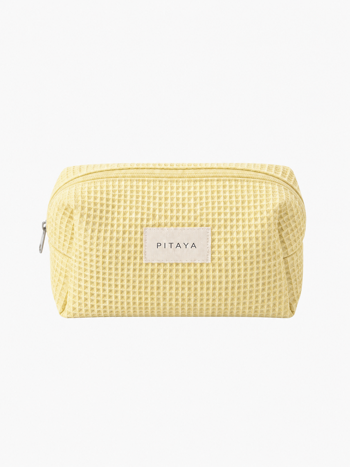 Medium Waffle Makeup Bag - Light Yellow