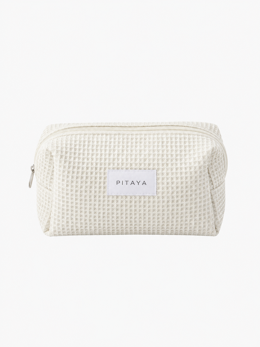 Medium Waffle Makeup Bag - White