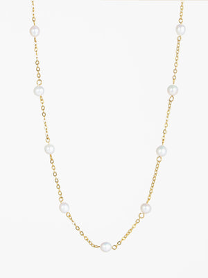 Rikke parelketting - verguld