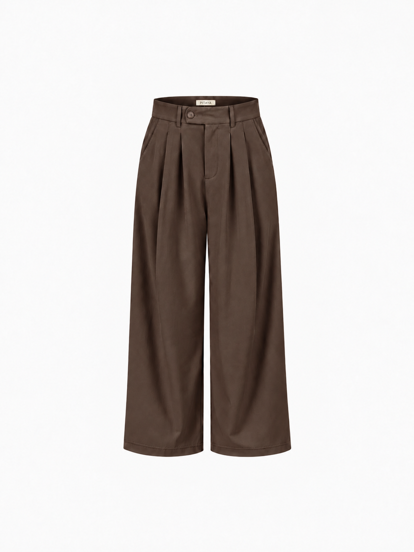 Nora Cotton Twill Pants Petit - Dark Brown
