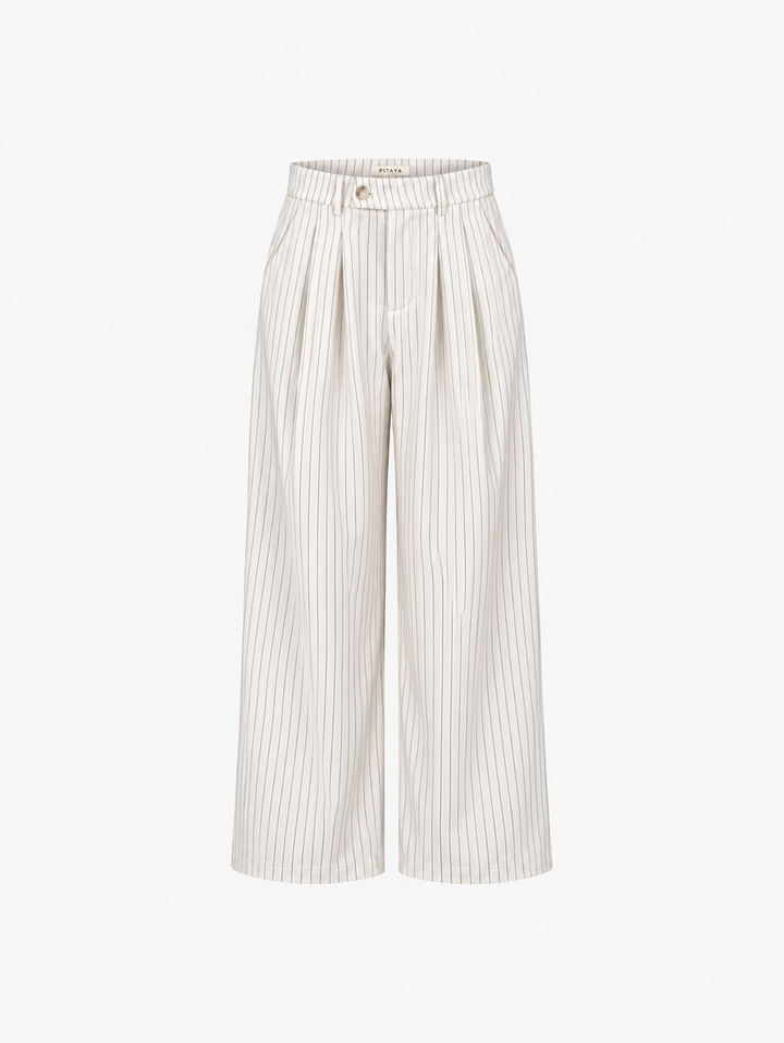 Nora Pants - Cream White Pinstripe