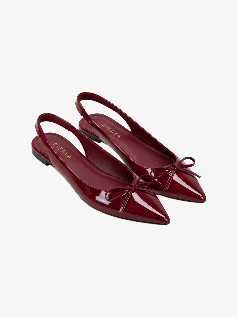 Patricia Slingback Bow Ballerina - Shiny Plum