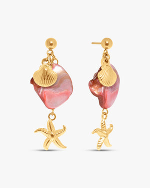 Stella Long Shell Earrings - Pink