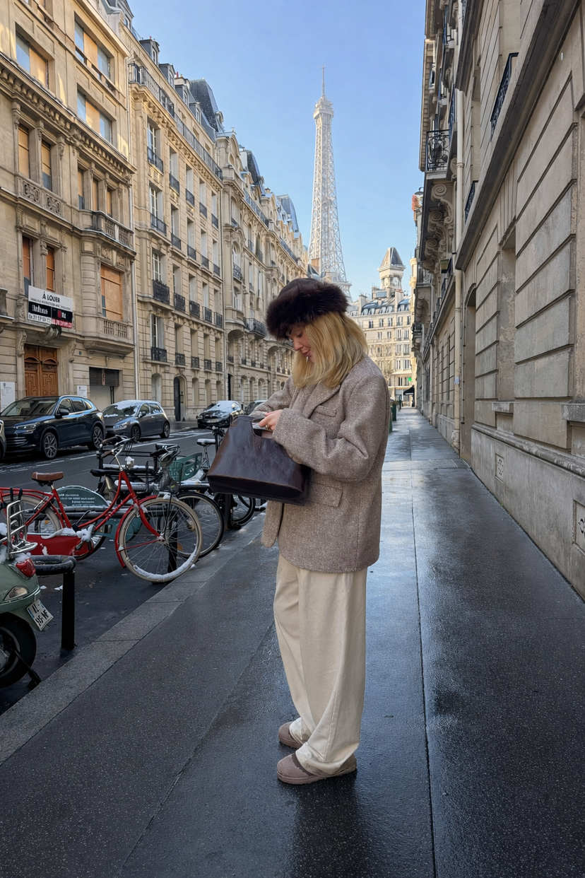 Elnora-bleiseri – Beige/valkoinen