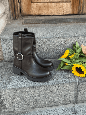 Alma Biker Boots - Dark Brown