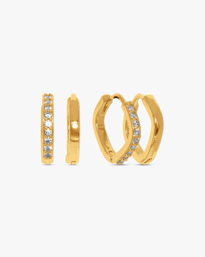 Amelia Square Earrings 2-pack - Gold Plated