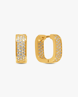 Amy Glitter Square Earrings - Gold Plated