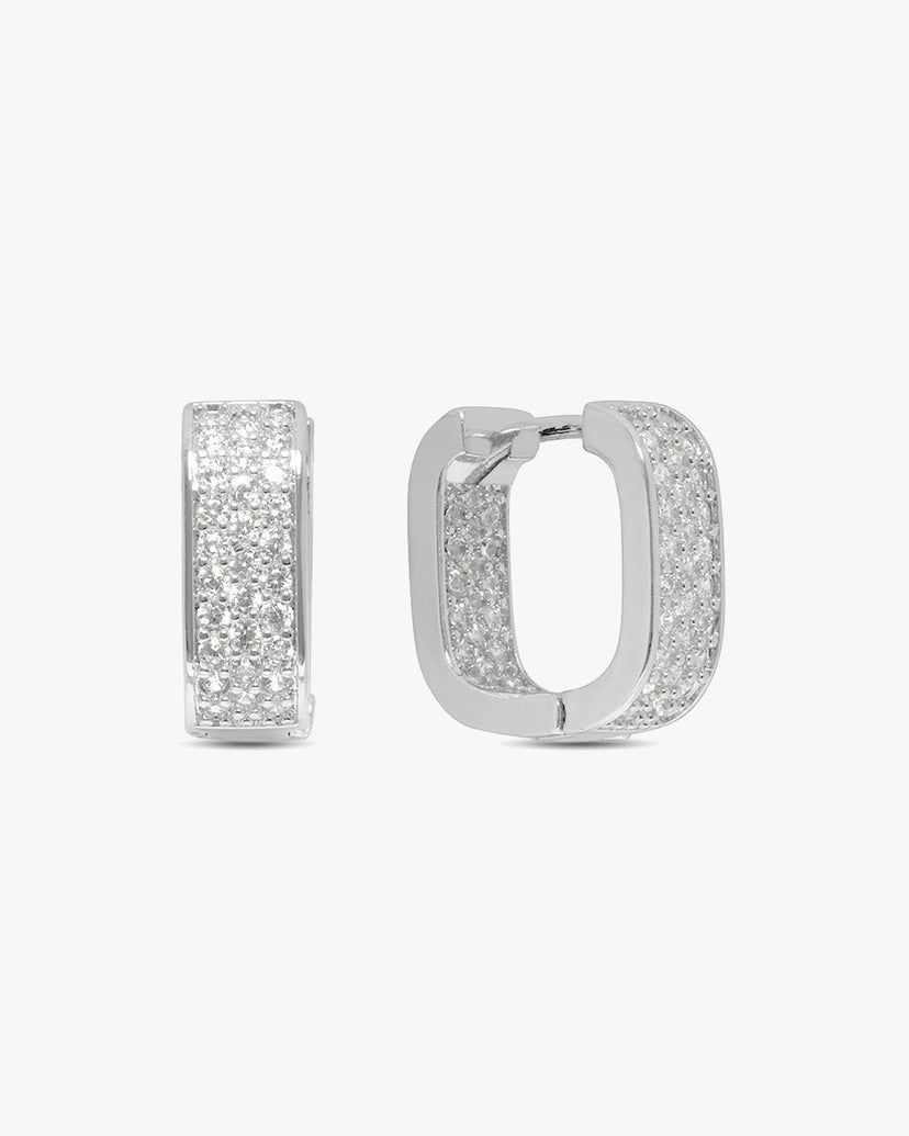 Amy Glitter Square Earrings - Silver Plated