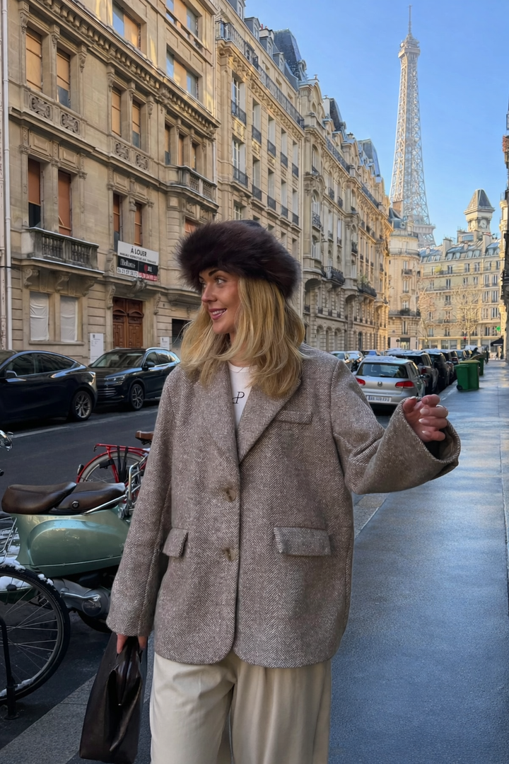 Elnora-bleiseri – Beige/valkoinen