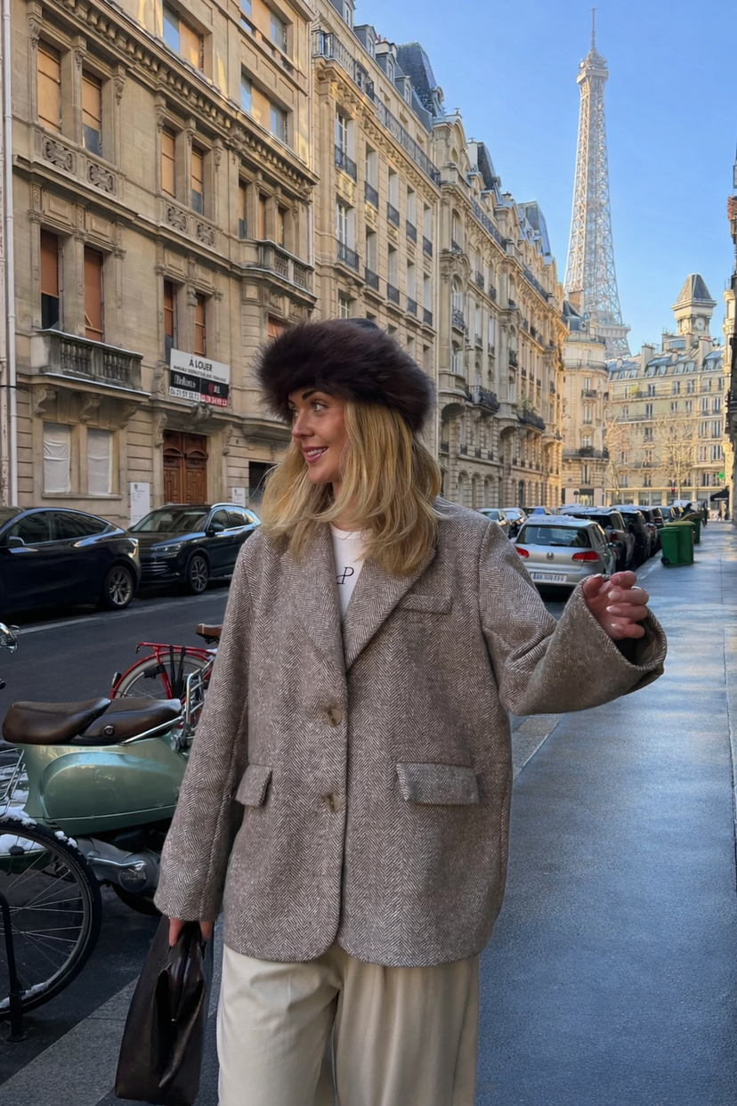 Elnora-bleiseri – Beige/valkoinen