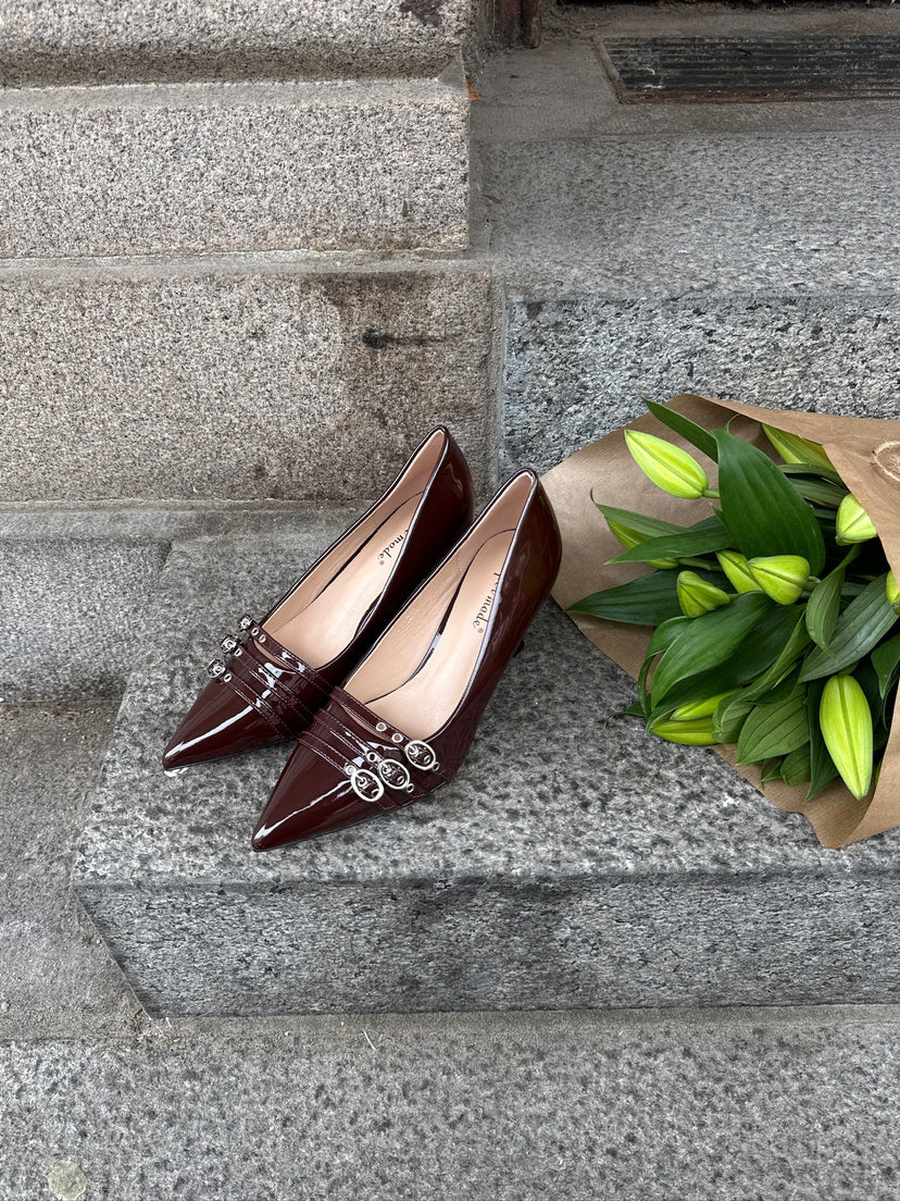 Cornelia Buckle Pumps - Dark Brown