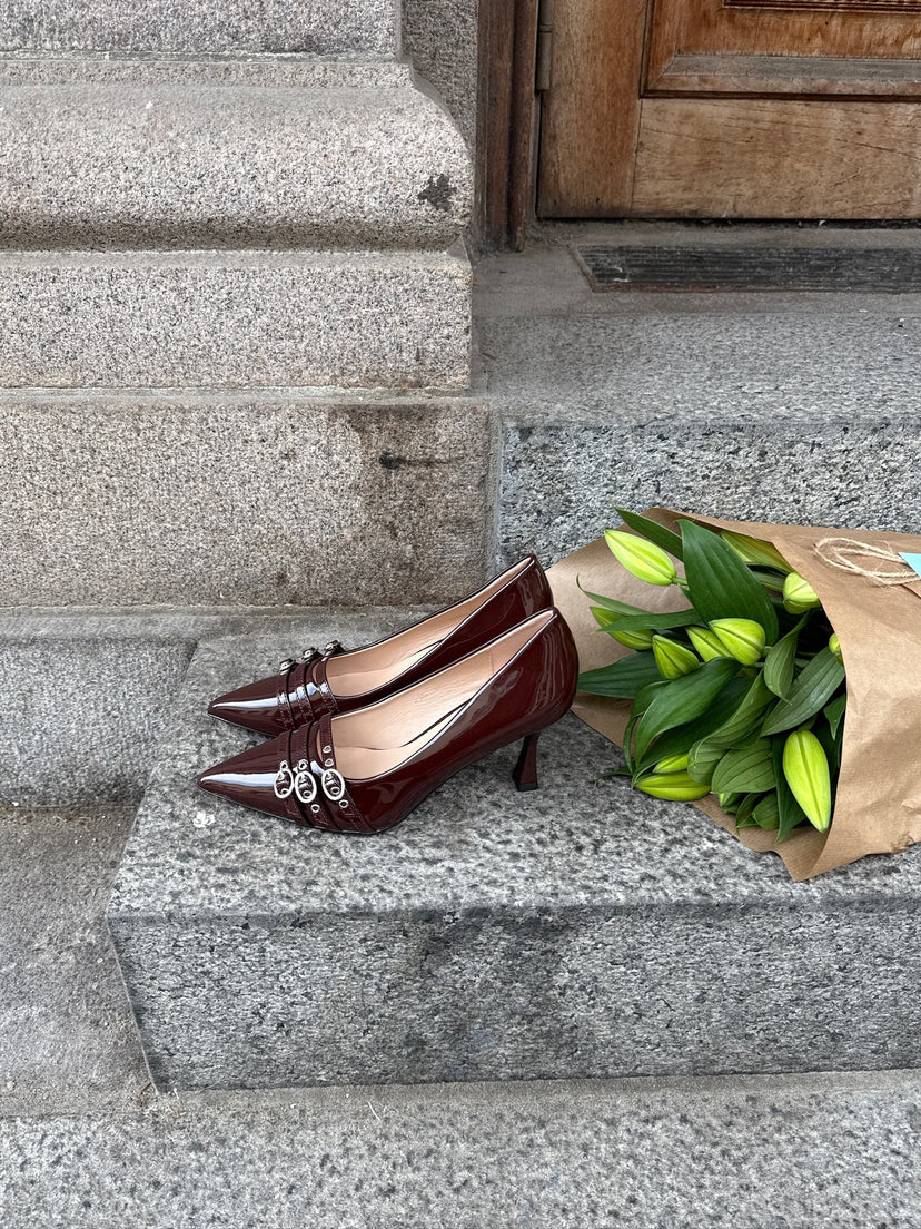 Cornelia Buckle Pumps - Dark Brown