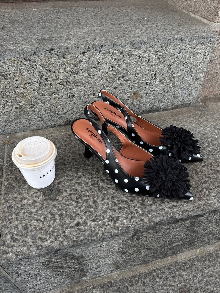 Laila Slingback - Black/White Dots