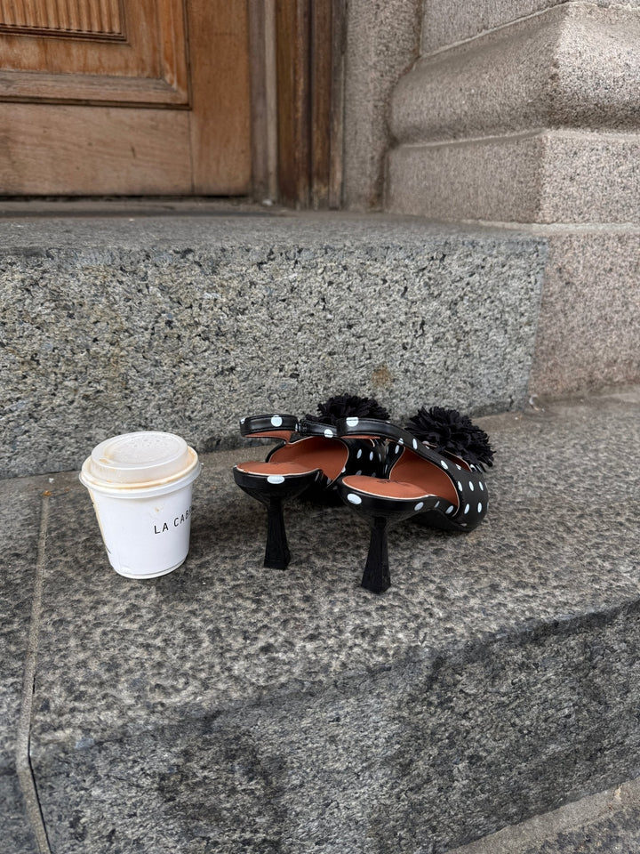 Laila Slingback - Black/White Dots