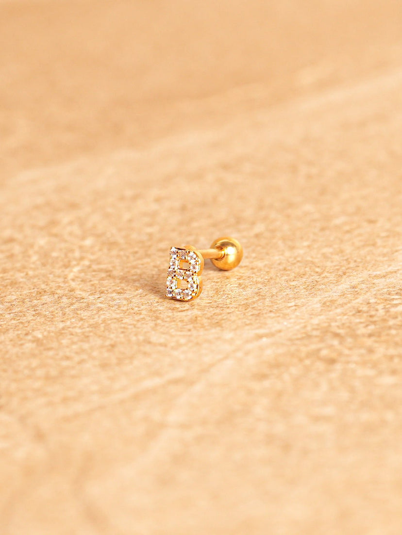 Letter Mini Earrings - Gold Plated