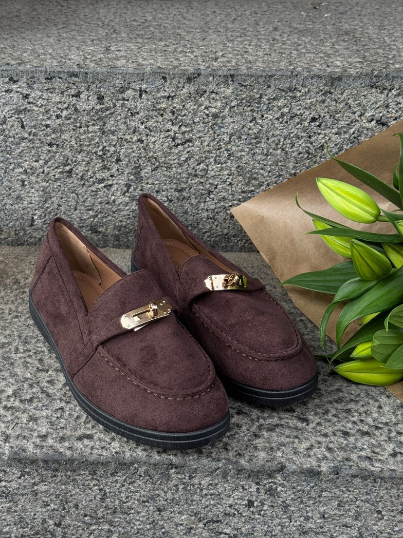 Lianna Buckle Loafers - Chocolate Brown