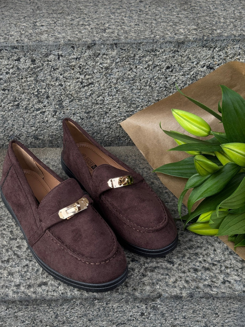 Lianna Buckle Loafers - Chocolate Brown