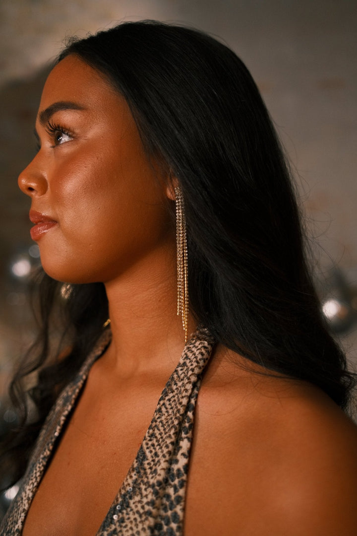 Matilde Long Glitter Earrings - Silver Plated
