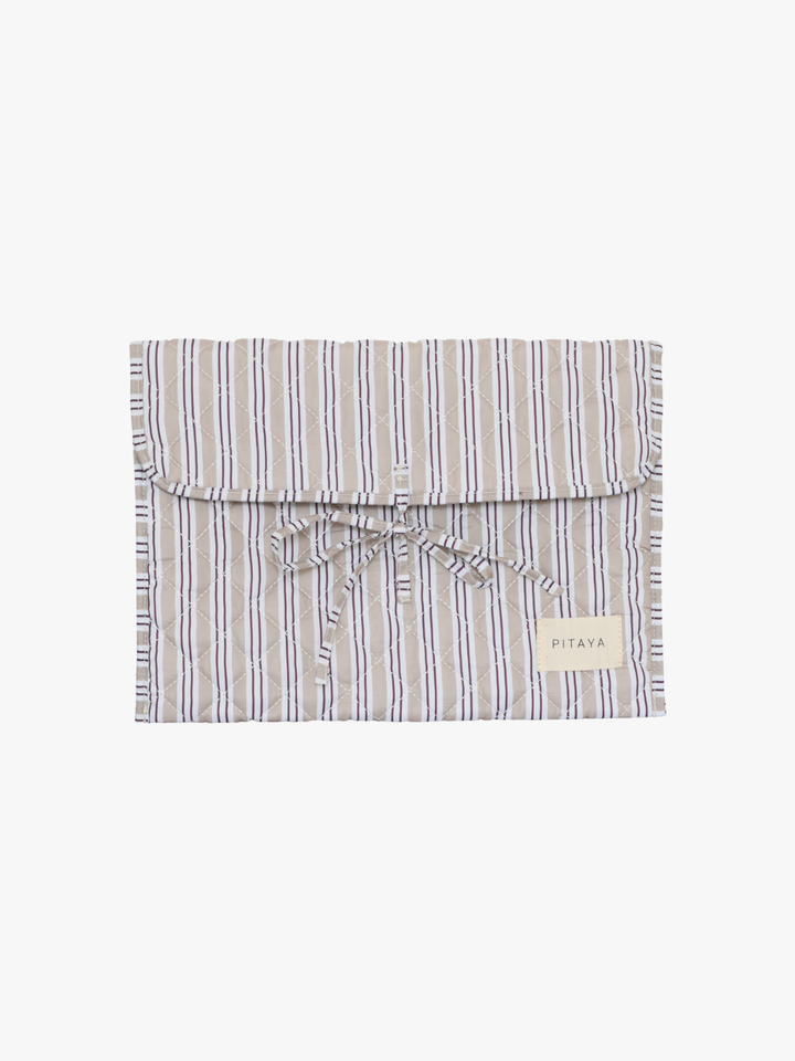 Mira Bow Computer Sleeve - Dark Beige Double Stripe
