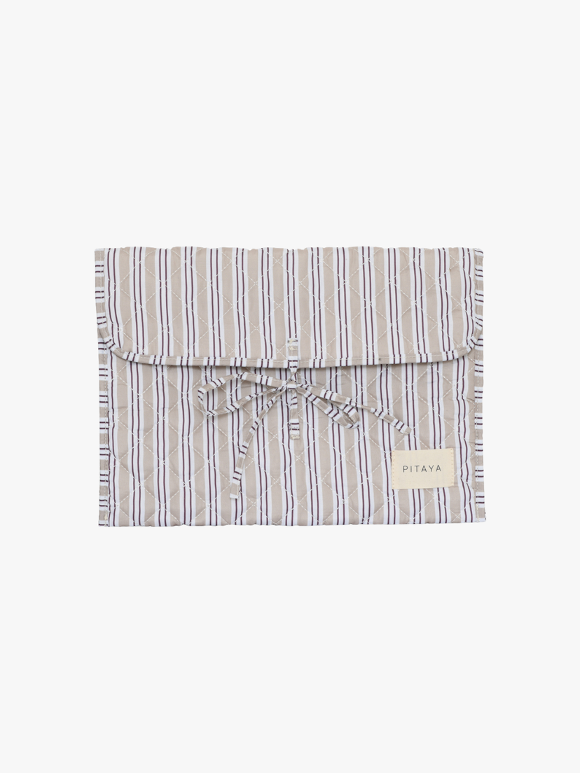 Mira Bow Computer Sleeve - Dark Beige Double Stripe