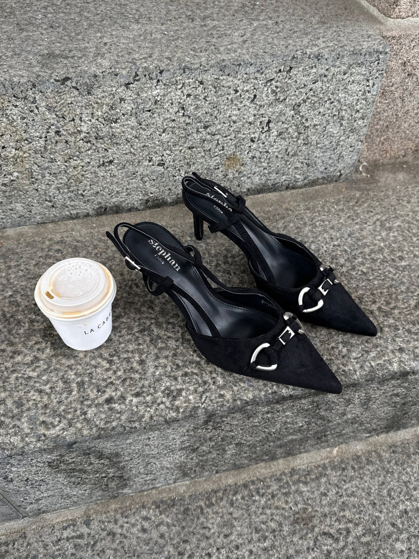 Vilda Faux Suede Slingback - Black